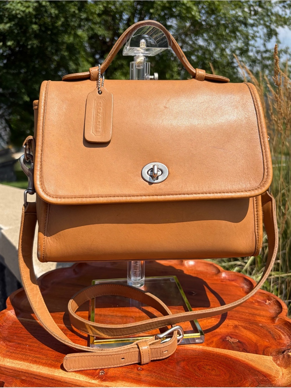 Vintage COACH Court Bag Satchel Crossbody Camel Leather 9870 EUC